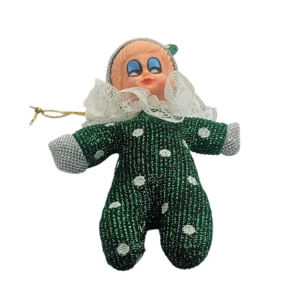 Vintage Green Clown Sleepy Eyed Eyes Open And Close Christma Ornaments 5